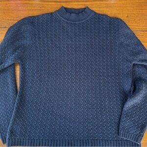 Alex Cannon Men's Classic Navy Cable-Knit Crewneck Sweater